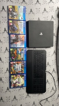 playstation 4, 1 TB + 6 gier + klawiatura