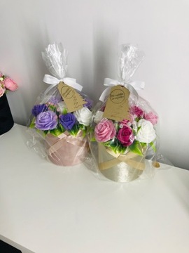 Bukiet flowerbox mydło glicerynowe kwiaty handmade