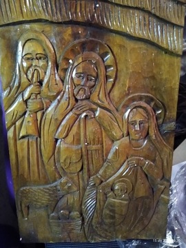 Obraz religijny rzeźba w drewnie