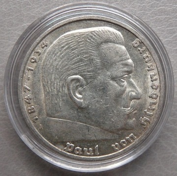 5 Reichsmark 1936 Hindenburg  HK A Niemcy