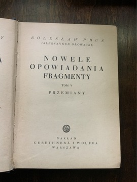 Bolesław Prus Nowele Opowiadania Fragmenty tom V 1935 Pisma tom XXI