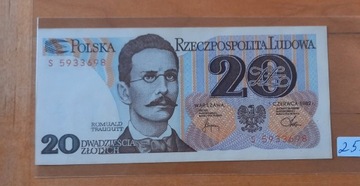 20 zl zlotych 1982, seria S, UNC-