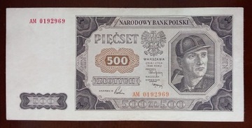 500 zł złotych - 1948 r. seria AM - stan 3