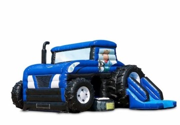 Niebieski Traktor Multifun dmuchaniec zamek ciągni