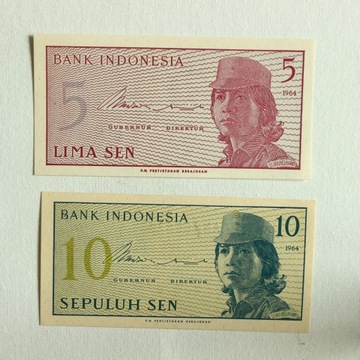 Indonezja - banknoty - zestaw 2 sztuki - stan 1