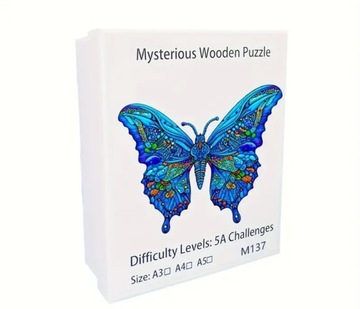 Puzzle drewniane duże A3 MOTYL. Idealne na PREZENT