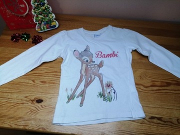 Bluzka 110 116 biała Bambi sarenka 