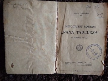 T. Czapczyński "Metod. rozbiór Pana Tadeusza" 1925