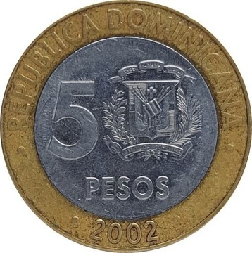 Dominikana 5 pesos 2002, KM#89