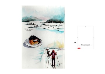 Obraz kartka góry zima Izery pejzaż szkic+antyrama