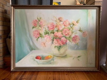 Obraz olejny, duży, kwiaty, Hortensje, Eiben 
