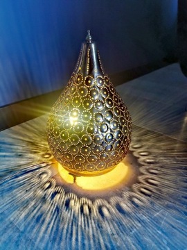 Egipska lampa stołowa z miedzi 