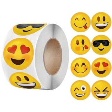 ROLKA NAKLEJKI MOTYWACYJNE 500SZT EMOJI BUŹKI /41