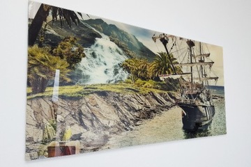 Obraz na szkle 60x120 cm statek piracki wyspa