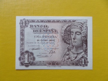 HISZPANIA 1 Peseta Dama de Elche 1948 Pick 135 UNC