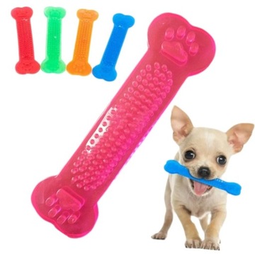 gryzak dla psa kość gumowa gumowa zabawka różowa