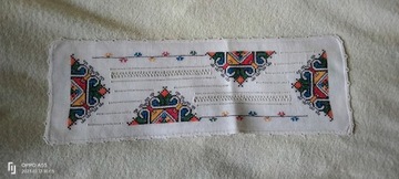 Serwetka (len)haft,unikalna mereżka, PRL -56x19 cm