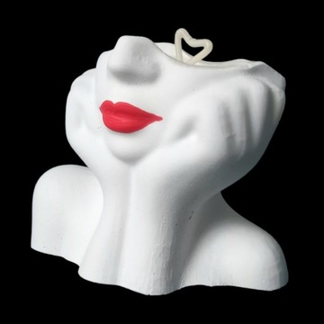 Świeca sojowa w ceramice Face Red Lips Dekoracyjna