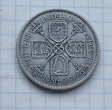 (3208) Wielka Brytania 2 szylingi 1936 srebro 