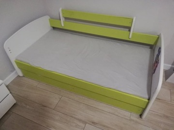 Łóżko dziecięce białe z zielonym 160/80