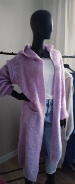 Długi sweter/płaszcz - rozmiar uniwersalny fiolet 