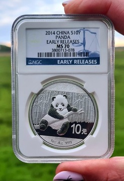 Srebrna moneta 10 Yuan Chińska Panda 2014 NGC, 1oz