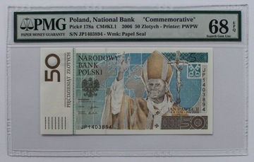 Papież Jan Paweł II 50zł 50 zł grading PMG 68
