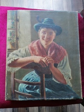 Obraz olejny, portret, E. Rau