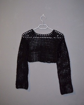 Mesh crop top z długim rękawem