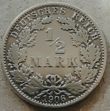 1/2 marki 1906 E    srebro 