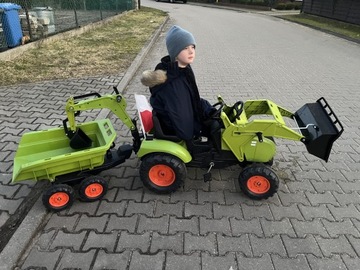 Traktor na pedały FALK z łychą i przyczepą 