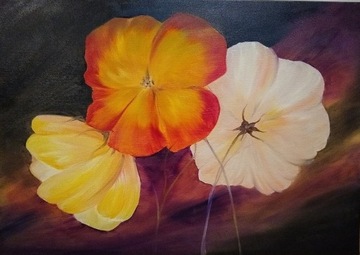 kwiaty impresja obraz olejny 70 x 50