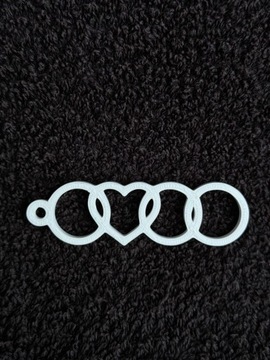 Brelok Audi Serce V1 - Druk 3D - Biały