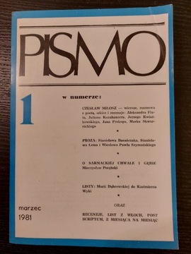 Pismo miesięcznik literacki. Nr 1 marzec 1981