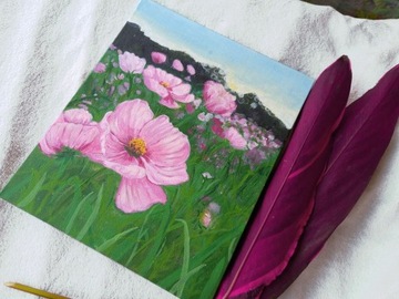 Obraz ręcznie malowany Kwiatki - Na prezent/Urodzi