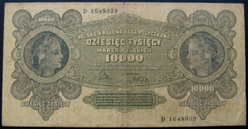 10000zł 1922r. seria D  z obiegu.