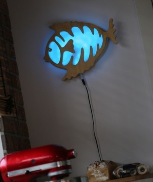 Lampka ryba rybka handmade drewno polski design