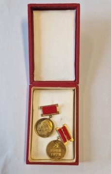 Dwa Medale 100-lecie Lenina za Ofiarną pracę+etui