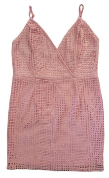 Missguided sukienka mini rozowa koronka ramiaczka