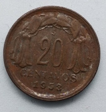 20 centavos 1953 Chile