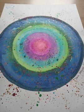 Mandala akwarelowa akwarela ręcznie malowana a3