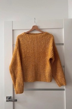 Massimo Dutti melanżowy sweter żółty musztarda S