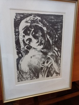Jules Schyl - Kobieta z tamburynem - litografia