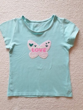Koszulka z cekinami 113-119cm dla dziewczynki 