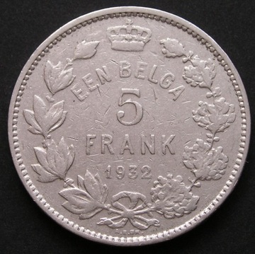 Belgia 5 franków 1932 - król Albert