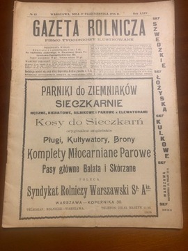 Gazeta Rolnicza  No 42.  1924 r