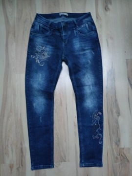 Tredy damskie ciemny jeans rurki cyrkonie 42 XL 