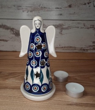Lampion  ceramiczny anioł 15,5 cm ceramika Bolesławiec 