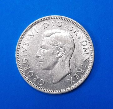 Wielka Brytania 1 Szyling Jerzy VI 1943, Ag 0,500