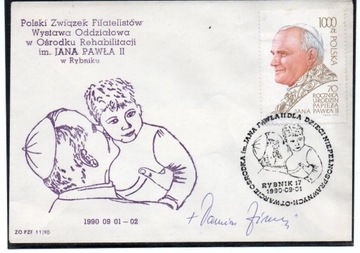 Jan Paweł II Rybnik 1990r. autograf Damian Zimoń